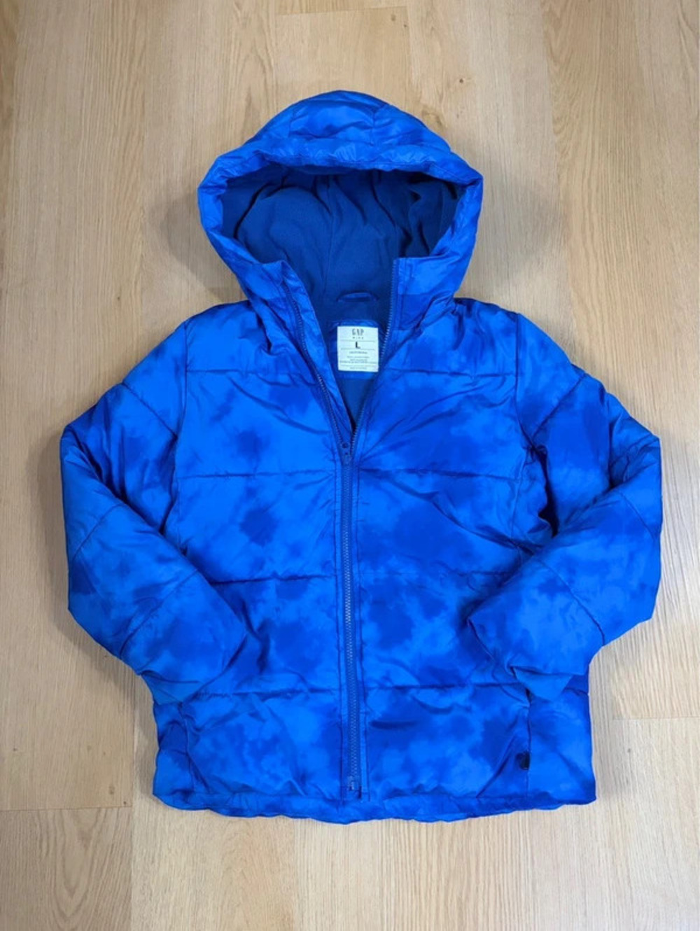 Boys Gap Kids Blue Hooded Puffer Jacket Size L